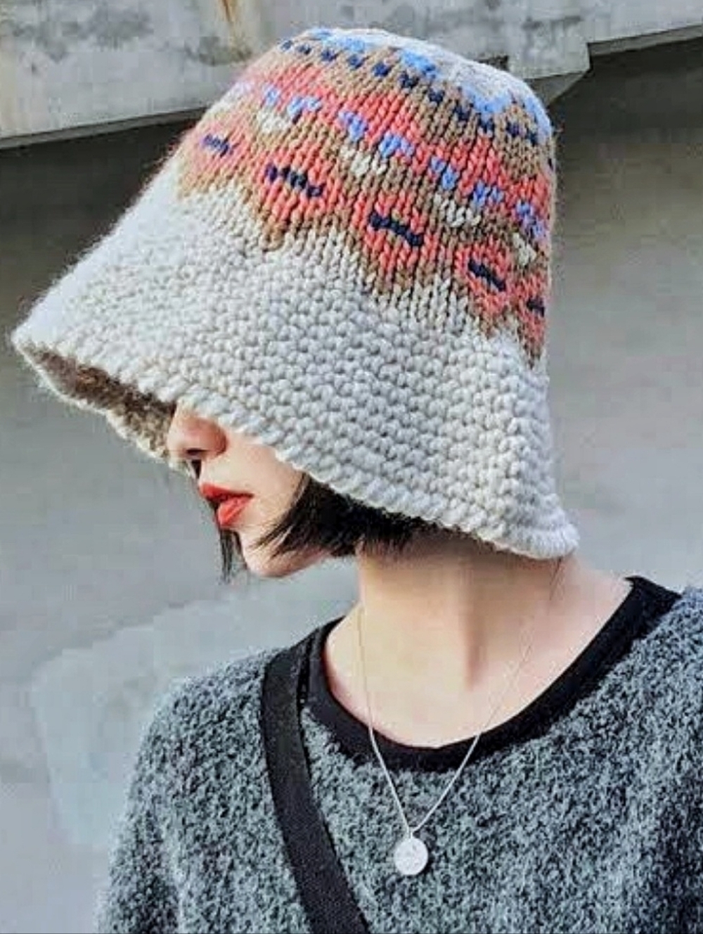 Boho Knitted Bucket Hat